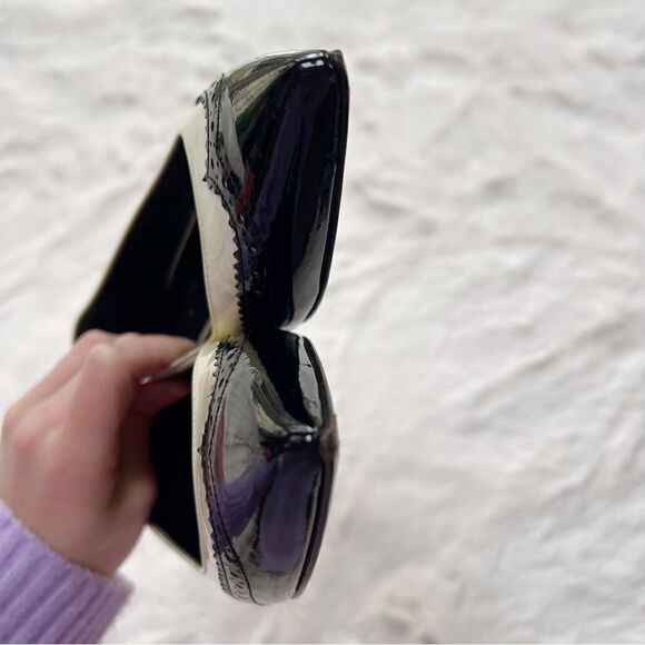 Saint Laurent Pointed Toe Patent Leather Ballet Flats Black Cream White 36 - Picture 13 of 13